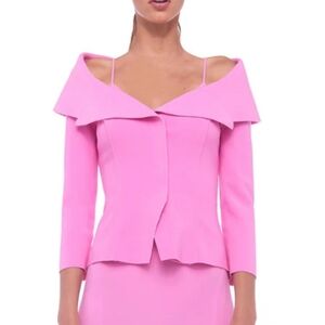 Norma Kamali Candy Pink Off Shoulder SB Jacket, XXS